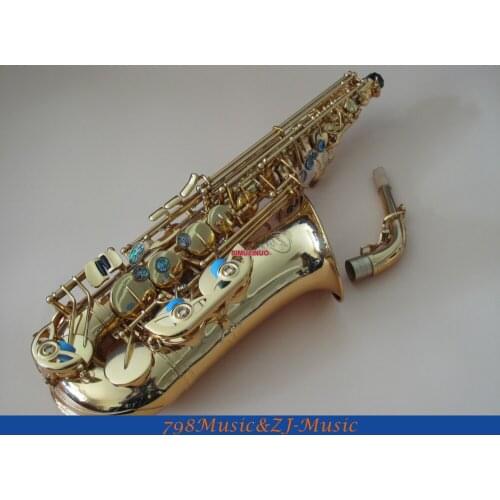 Lacquer Gold Eb Alto Saxophone High F# With-Abalone Buttons