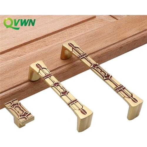 QVWN Brass Classical Chinese Shoe Cabinet Handle Antique Copper Solid Thicken Wardrobe Handle Furniture Hardware Door Knob