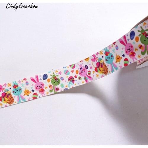 3 Yards 1/2"(38 mm)Rabbits Ribbons Animals Printed Tape DIY Craft Hair Accessories Holiday Decorations Materials Gift Wrapping