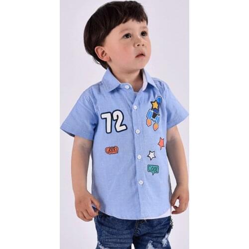 Summer Baby Boys Blouses Kids Short Sleeve Cotton Cartoon Letter Shirt Boy Clothing Fashion Blusas Summer Children Shirt Gifts