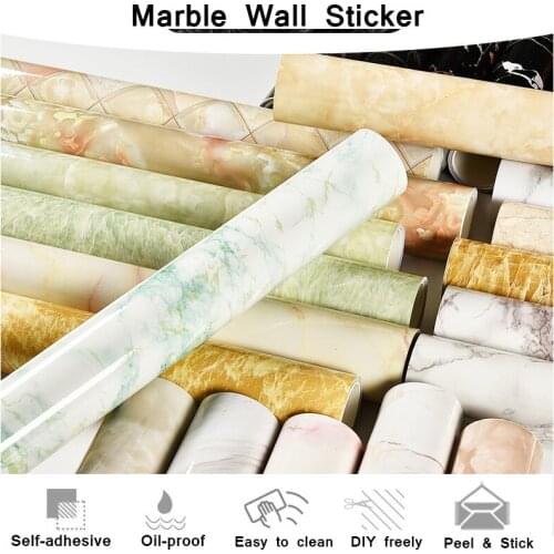 Marble Film Wallpaper Self-adhesive Waterproof DIY Vinyl Furniture Contact Wall Stickers for Kitchen Backsplash Home Decoration