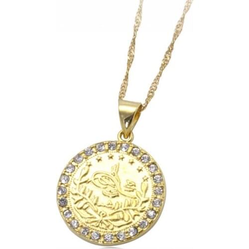 Muslim allah crystal pendant & necklace for women & men, charm Islam Jewelry & gift