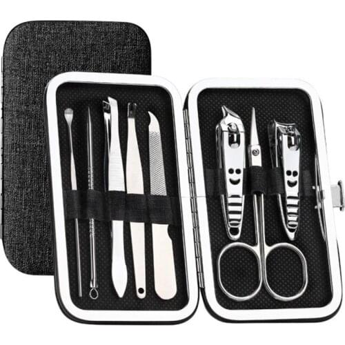 8Pcs/Set Multifunction Nail Clippers Set Stainless Steel Pedicure Scissor Tweezer Manicure Set Kit Nail Art Tools