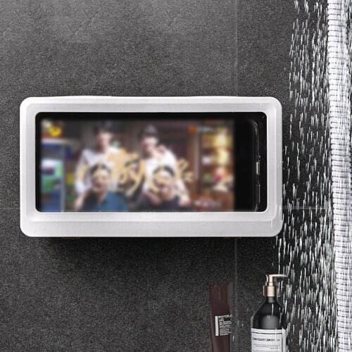 Wall Hanging Phone Box Plastic Touch Screen Mobile Phone Holder Home Practical Shower Phone Shelf Case Bathroom Racks