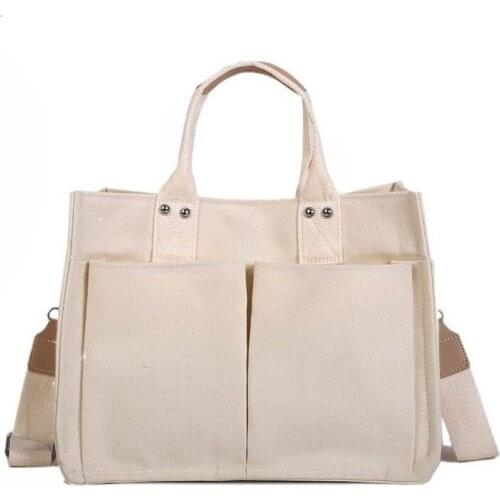 New large-capacity casual canvas bag, multi-pocket, practical shoulder bag, portable messenger bag, ladys large bag, all-match