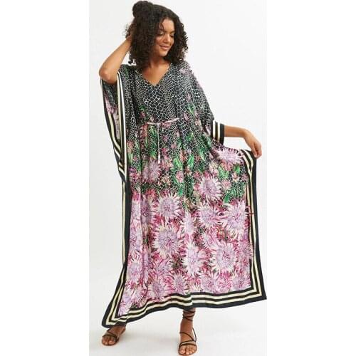 Oversize Maxi Dresses Women Holiday Bohemian Summer Beach Long Dress Side Split Kaftan Loose Pareos