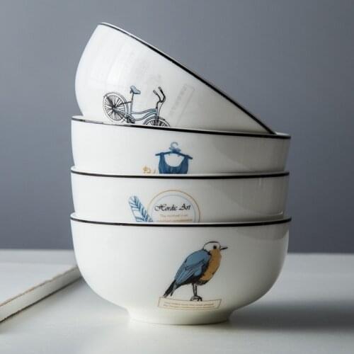 Tableware art rice soup bowl Childrens rice bowl personality bone china bowl Round bowl home small microwave ceramics