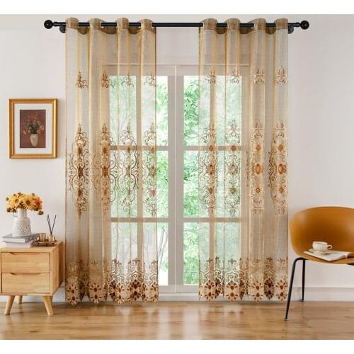 European Classic Style Embroidered Sheer Cortina for the Bedroom Hall Decoration Luxury Tulle Curtain in the Kitchen