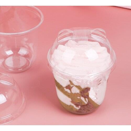 50pcs High quality Q 360ml bubble tea cup packaging drinking clear plastic cups party favors ice cream dessert cups with lids