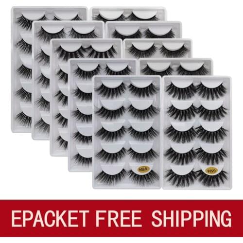 LANJINGLIN wholesale bulk 10/100 boxes mink eyelashes 5 pairs natural long false eyelash 3d lash book fluffy cilios faux cils