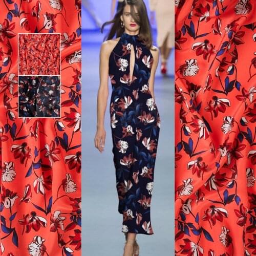 Mulberry silk crepe de chine cloth 16mm 140 cm wide summer anti-wrinkle shirt dress printed fabric wholesale silk cloth