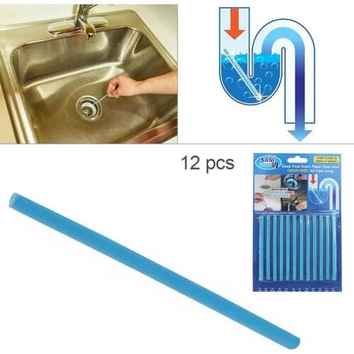 12pcs/lot Pipeline Bathtub Decontamination Drain Kitchen Sink filt Sani Sticks Sewer Cleaning Rod for Kitchens