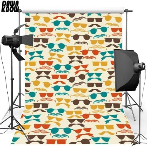DAWNKNOW Vinyl Backdrop Retro Cartoon Glasses For Children Polyester Photography Background For Kids photographic studio F2239
