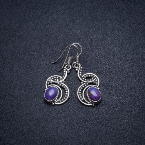 Natural Variscite Handmade Vintage 925 Sterling Silver Earrings 1 1/4" T5045