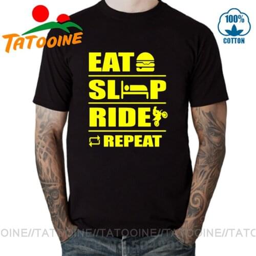 Funny Dirt Bike Rider T-shirt Humor Joke Eat Sleep Ride Repeat Motorcycle T shirt men Motobikers Tops Never take helmets off Tee