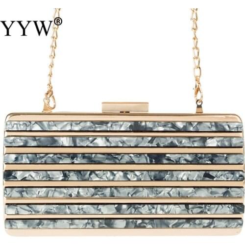 Woman Marble Pattern Acrylic Bag Fashion All-Match Evening Clutch Purse For Wedding Or Party Crossbody Gillter Handbag