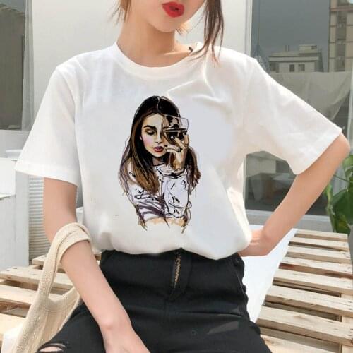 Women Fashion Soft Casual White T shirts Sexy Girl Summer Harajuku Top T-shirt Tops funny printed T-shirt