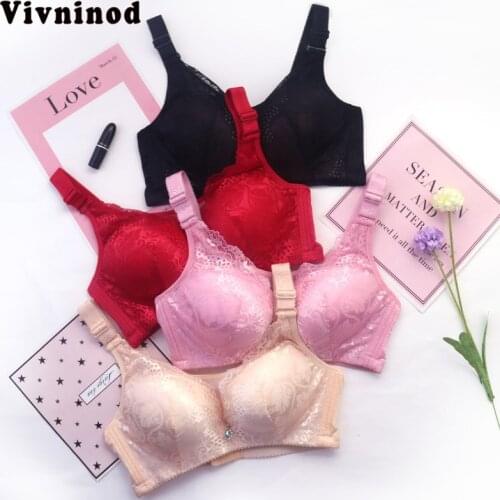 Womens Bra Large Size Sexy Lace Thin Cup Ladies Bra 95CD Size Full Coverage Push Up Wire Free Womens Bra Plus Size No Rims Bra