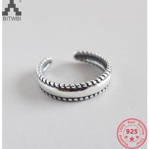2019 Fashion Woman Jewelry Real Authentic S925 Sterling Silver Retro Charm Opening Adjustable Ring Holiday Gift