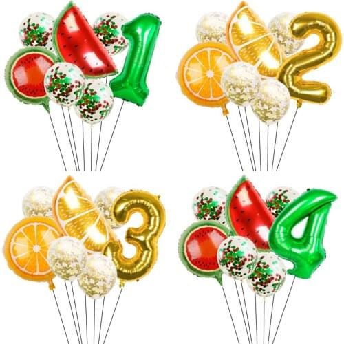 1set Watermelon Foil Helium Balloons Cartoon Fruit Air Balloons for Summer Themed Birthday Party Decoration Baby Shower Supplies