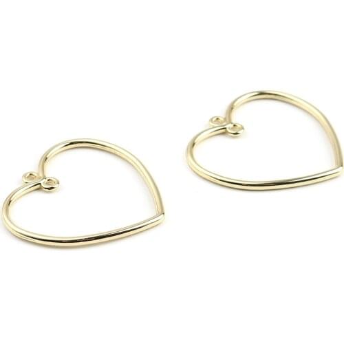 10PCs Holllow Heart Zinc Based Alloy Connectors Hearts Connector Gold Color Silver Color 35mm X 33mm For DIY Jewelry Accessories