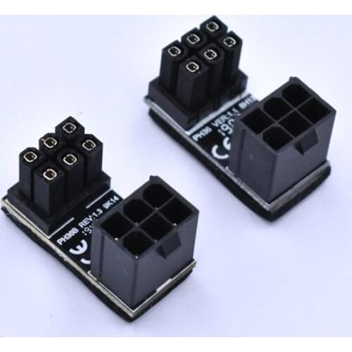 10pcs/lot 90 Degree Right Angle PCI-E 6Pin/8pin GPU Power Female to Male Adapter for Desktop PC Graphics card