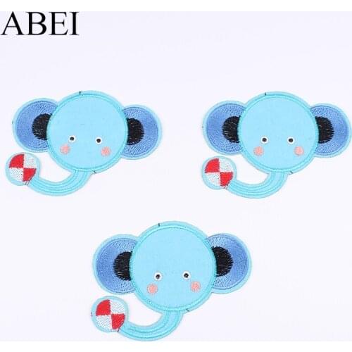 10pcs/lot Cartoon Elephant Patch for Kids Clothes Jeans Backpack Embroidered Iron On Backing Appliques Sew On Garments Accessory