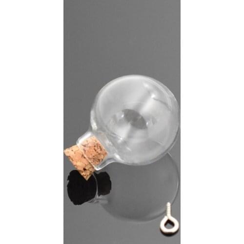 10pieces 24x28mm ball transparent glass bottle with cork glass vial pendant fashion glass globe glass dome