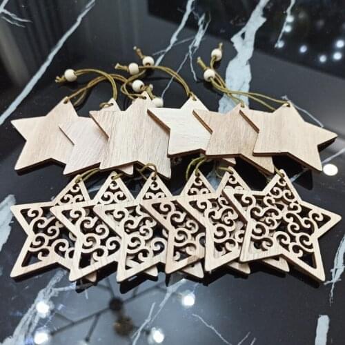 12PCS Creative Christmas Tree Wood Crafts Pendant DIY Ornaments Party Holiday Wedding Christmas Decoration Wooden Decor