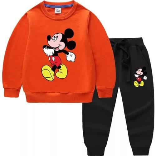 New Boys Girls Clothes Sets Cotton Children Sport Suit Cartoon Mickey Mouse Hoodies With Pants 2Pcs Baby Kids Clothes Outfits
