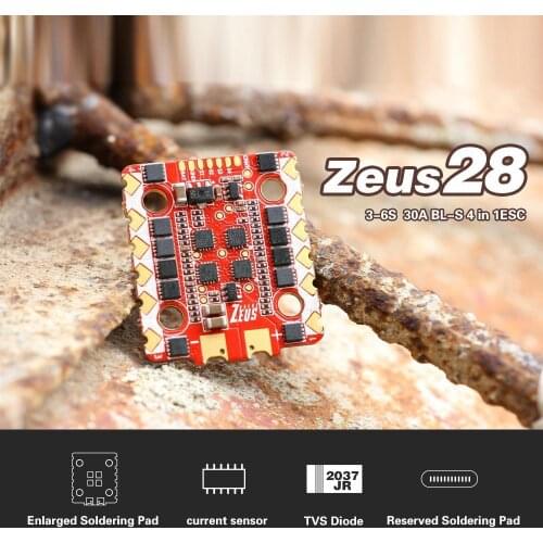 20x20mm HGLRC Zeus 28A BLHELIS 3-6S Brushless ESC Current Sensor for RC FPV Racing Freestyle Zeus F728 STACK Replacement Parts