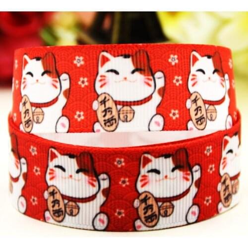 22mm 25mm 38mm 75mm Plutus cat Cartoon printed Grosgrain Ribbon party decoration 10 Yards X-03784