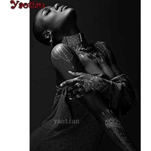 5D Diamond Painting African Woman Black And White Art Full Round Square Drill Cross Stitch Kits DIY Mosaic Diamond Embroidery