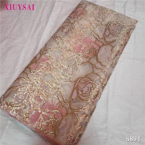 African Brocade Lace Fabrics With Jacquard Weave French Tulle Lace Fabrics For Fashion Big Occasion P894