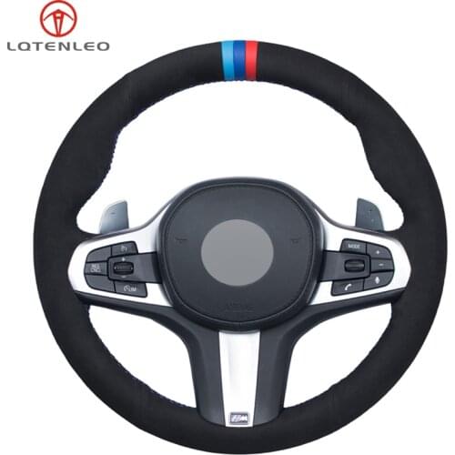 LQTENLEO Black Suede Steering Wheel Cover For BMW M Sport G30 G31 G32 G20 G21 G11 G12 G14 G15 G16 X3 G01 X4 G02 X5 G05 X7 G07 Z4