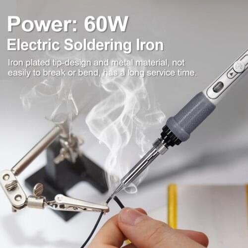 60W Electric Soldering Iron Pen Type 200~450℃ Temperature Adjustable Electric Iron with Switch Button Household DIY Utility Tool