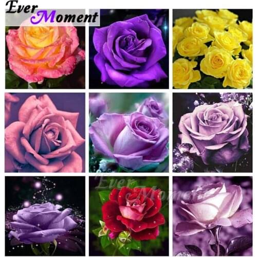 Ever Moment Diamond Painting Colorful Flower Bloom 5D DIY Wall Decor Full Square Drill Rhinestone Diamond Embroidery ASF2037