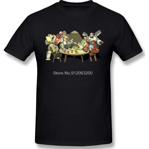 Transformers Doing A Card Game Print T-Shirt Graphics Poker Card For Men Fashion Cotton Tees Harajuku TShirt Streetwear