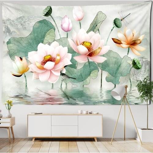 Lotus Leaf Tapestry Wall Hanging Bohemian Hippie Small Fresh Natural Table Mat Bedroom Home Art Decoration