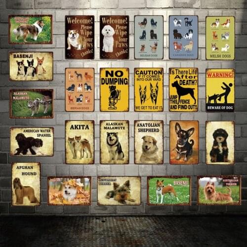 [ Kelly66 ] Pet Dog Akita Terrier Afghan Hound Basenji Metal Sign Tin Poster Home Decor Bar Wall Art Painting 20*30 CM Size Dy81