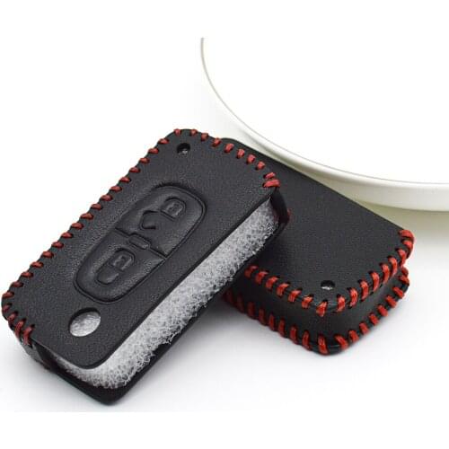 Leather Car Key Case Cover For Citroen C3 C4 Grand Xsara Picasso Cactus C8 C4L DS5 C5 X7 Elysee Berlingo Key Ring Accessories