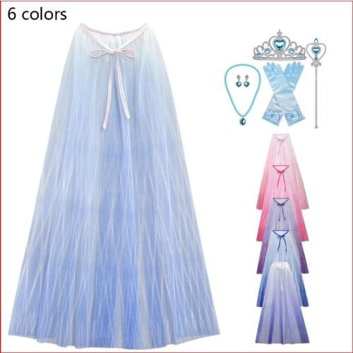 Summer Girls Princess Cloak Cosplay Costumes Toys Kids Long Cape For Carnival Party Dress Up Anna Elsa Princess Accessories