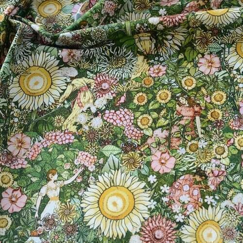 Cartoon Girl Flowers Fairy Tale 100% Cotton Fabric for Clothes Home Textile Bedding Set Sewing Quilting DIY