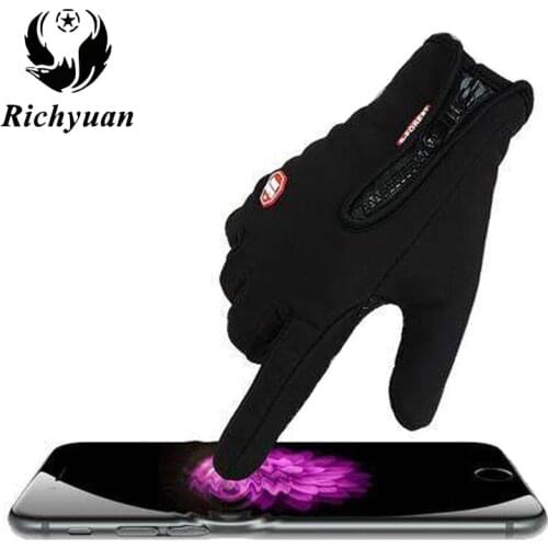 Mens Classic Black Winter Leather Gloves Outdoor Sport Driving TouchScreen Gloves Women Male Fashion Gloves