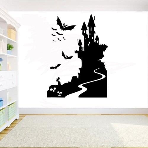 Halloween Witch castle wall sticker Wizard Bat Wall decal DIY vinyl Window glass door decals home decoration accessories G810