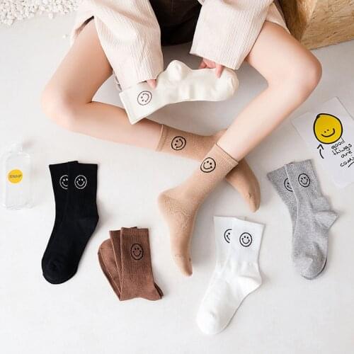 Cute socks smile kawaii skarpetki damskie happy slouch meias women sports designer harajuku socken damen woman funny sock