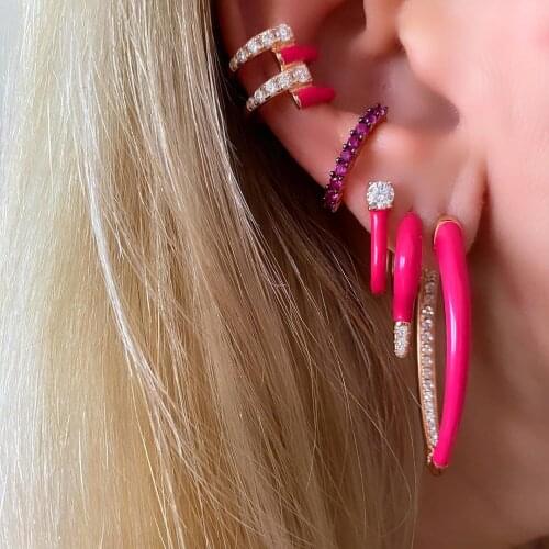 2020 summer new Neon colorful enamel hoop yellow white orange pink Mini small Huggie hoop fluorescent earring