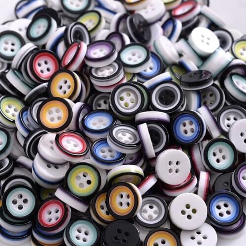 Fashion 50Pcs/Pack Mixed Color 20mm Resin Buttons 4 Holes 9 Colors For DIY Scrapbooking Kids Garment Dolls Sewing Accessories