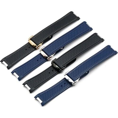 Mens silicone strap 20mm watch accessories for Omega hippocampus 300 AT150 8900meters marine rubber butterfly buckle watch band