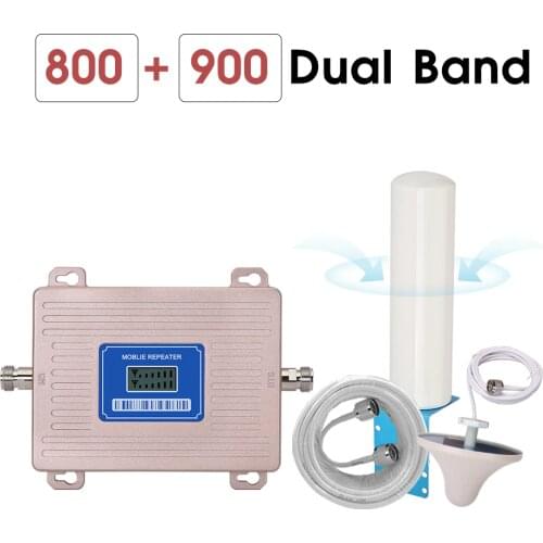 Europe Cellular Amplifier GSM Repeater 2g 3g 4g LTE 800 GSM 900 MHz Dual Band 4G Signal Booster B8 B20 LCD Display Omni Antenna